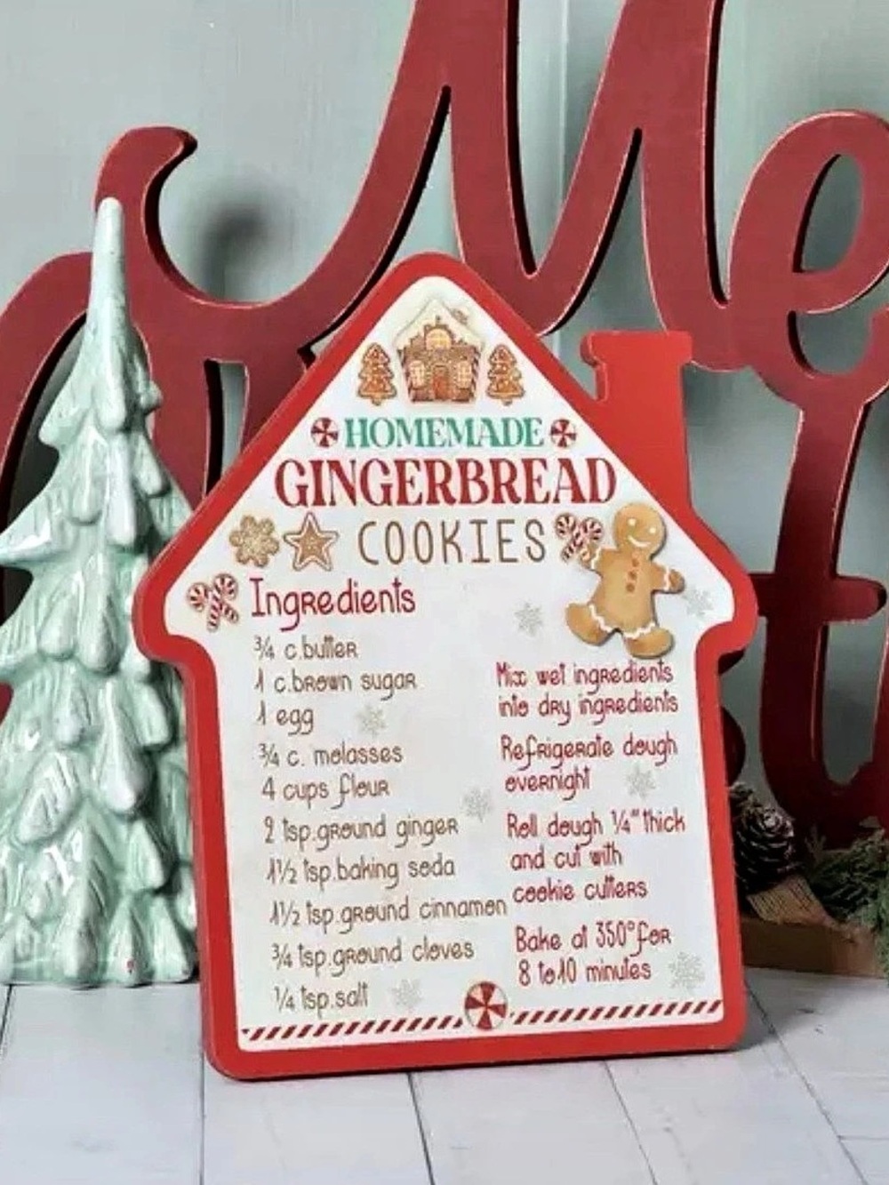 Hobby Lobby Gingerbread Cookie Recipe Wood Decor Red & White
